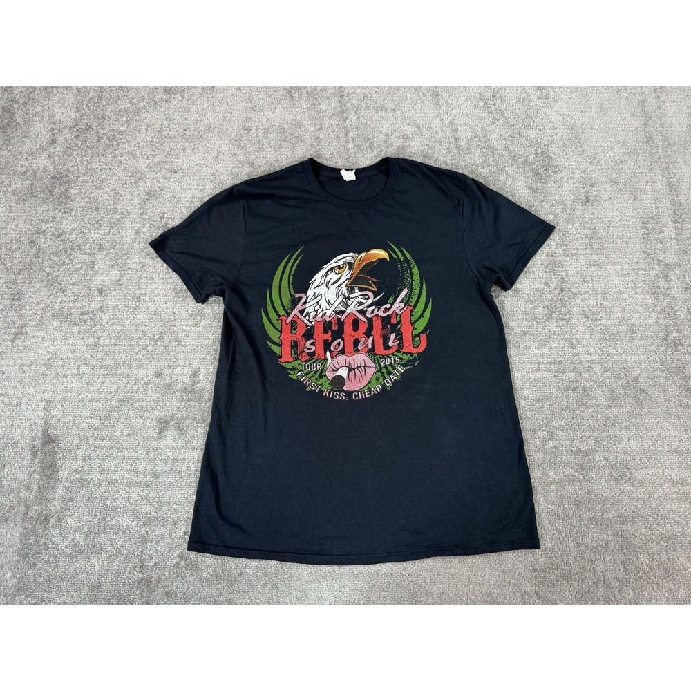Kid Rock Shirt Mens Medium Black First Kiss Cheap Date 2015 Concert Foreigner